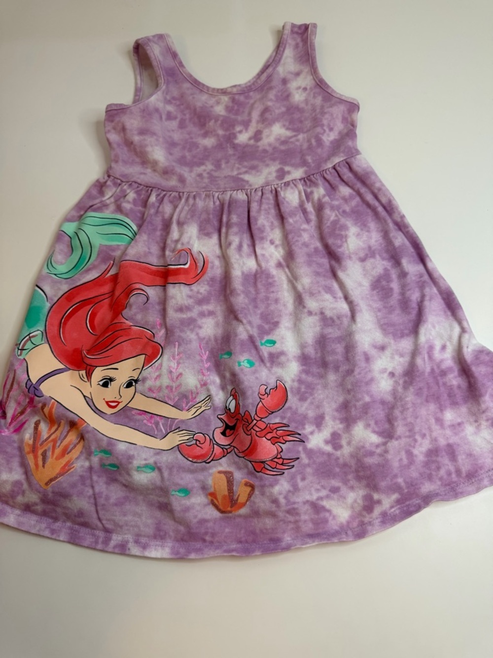 Disney Purple Tie-Dye Ariel Tank Dress with Red & Teal Accents